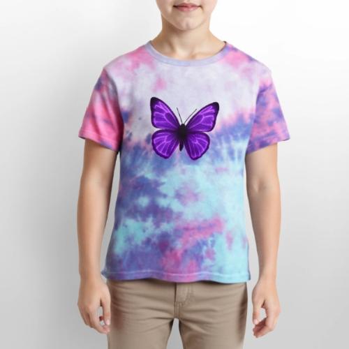 Neon Purple Butterfly - Kid's Tie Dye T-Shirt