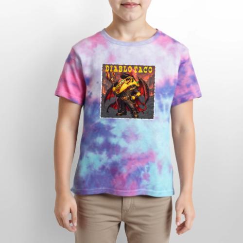 The Diablo Taco Spicy Demon Character - Kid's Tie Dye T-Shirt