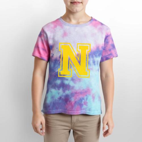 Letter N – Capital Athletic Alphabet Monogram - Kid's Tie Dye T-Shirt