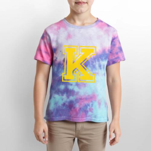 Letter k – Capital Athletic Alphabet Monogram - Kid's Tie Dye T-Shirt