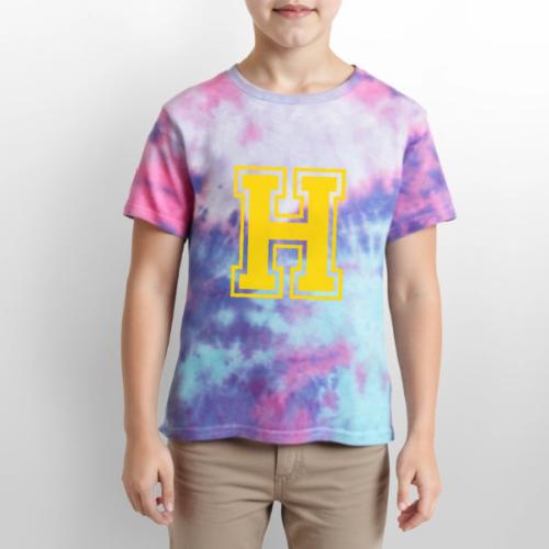 Letter H – Capital Athletic Alphabet Monogram - Kid's Tie Dye T-Shirt
