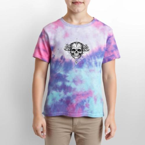 Gothic Filigree Skull - Kid's Tie Dye T-Shirt