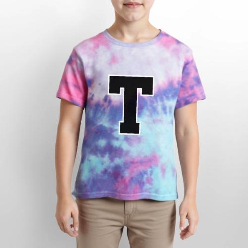Varsity Letter T Athletic Font Design - Kid's Tie Dye T-Shirt