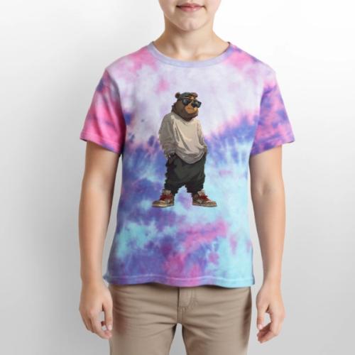 Urban Streetwear Bear Cool Apparel Design - Kid's Tie Dye T-Shirt