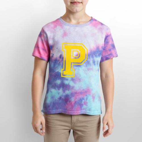 Letter P – Capital Athletic Alphabet Monogram - Kid's Tie Dye T-Shirt