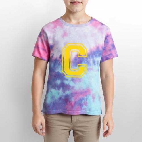 Letter C – Capital Athletic Alphabet Monogram - Kid's Tie Dye T-Shirt