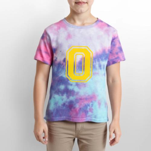 Letter O – Capital Athletic Alphabet Monogram - Kid's Tie Dye T-Shirt