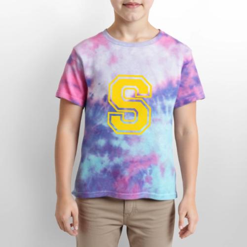 Letter S – Capital Athletic Alphabet Monogram - Kid's Tie Dye T-Shirt