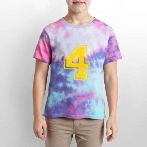 Number 4 in a classic athletic collegiate font - Kid's Tie Dye T-Shirt