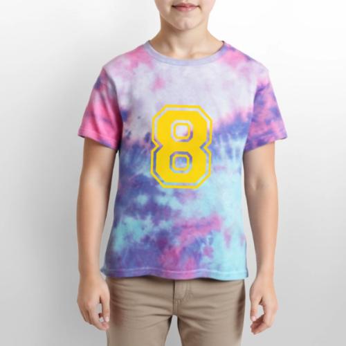 Number 8 in a classic athletic collegiate font - Kid's Tie Dye T-Shirt