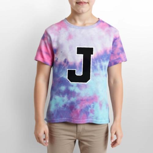 Varsity Letter J Athletic Alphabet Graphic - Kid's Tie Dye T-Shirt