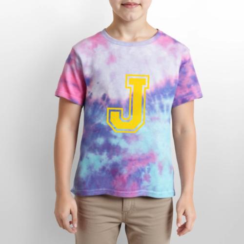 Letter J – Capital Athletic Alphabet Monogram - Kid's Tie Dye T-Shirt