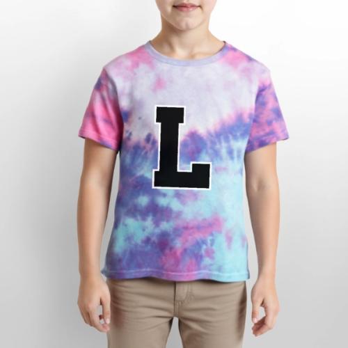 Varsity Letter L Athletic Monogram - Kid's Tie Dye T-Shirt