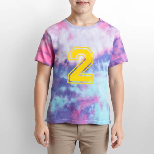 Number 2 in a classic athletic collegiate font - Kid's Tie Dye T-Shirt