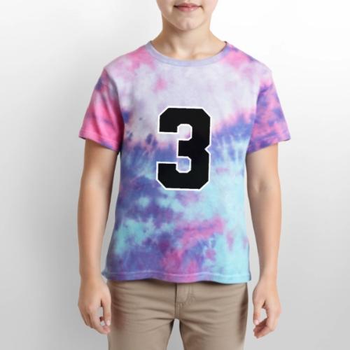 Varsity Number 3 Athletic Font - Kid's Tie Dye T-Shirt