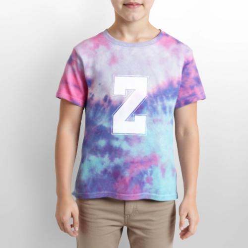 White Letter Z – Varsity Alphabet Monogram - Kid's Tie Dye T-Shirt
