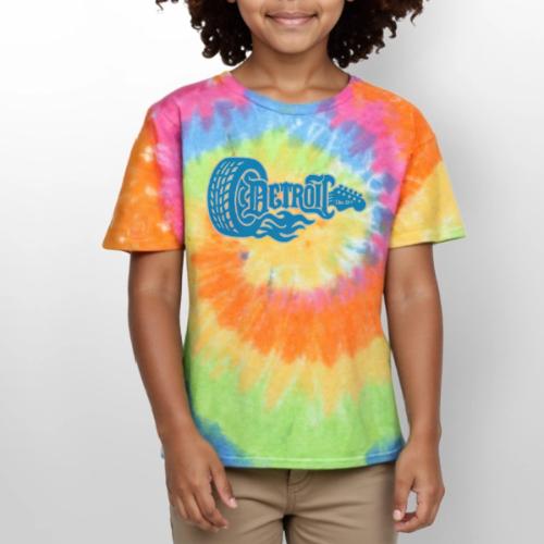 The D® - Detroit Wheel Guitar with Flames Bl Slvr - Kid's Tie Dye T-Shirt