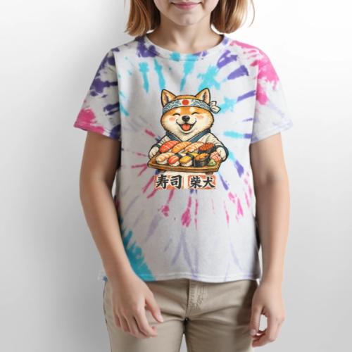 Funny Shiba Inu Sushi Kawaii Dog Tee - Kid's Tie Dye T-Shirt