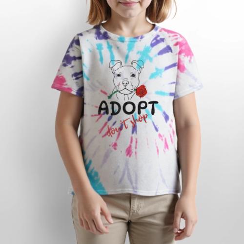 Retro Adopt Dont Shop Cute Puppy Rose Tee - Kid's Tie Dye T-Shirt