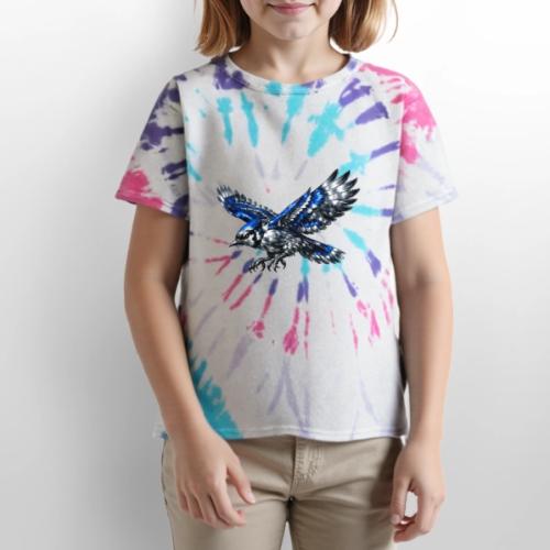 Silver Blue Jay Dive - Kid's Tie Dye T-Shirt