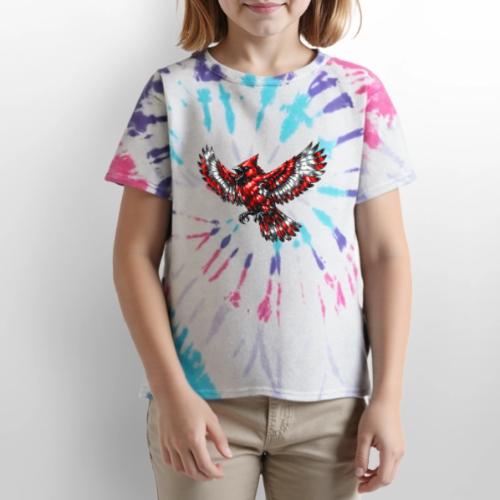 Silver Cardinal in Flight - Kid's Tie Dye T-Shirt