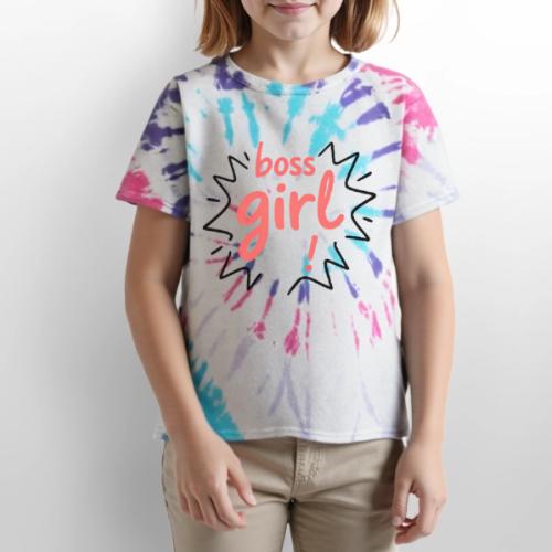 Boss Girl Bold Feminist Statement - Kid's Tie Dye T-Shirt