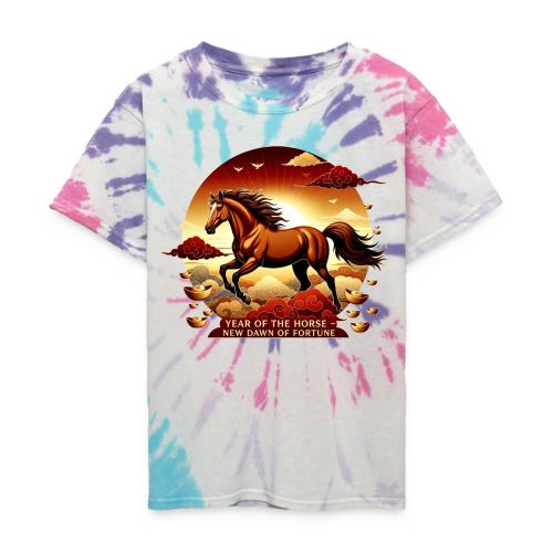 Year of the Horse Sunrise T Shirt, Lunar New Year - Kid's Tie Dye T-Shirt