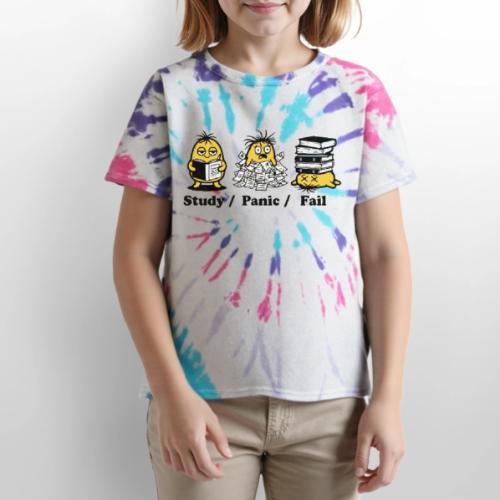 Funny Student Study Panic Fail Back To School - Kid's Tie Dye T-Shirt