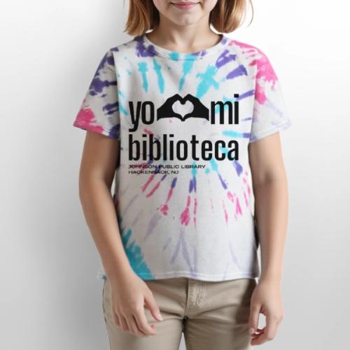 Yo Amo Mi Biblioteca (Black) - Kid's Tie Dye T-Shirt