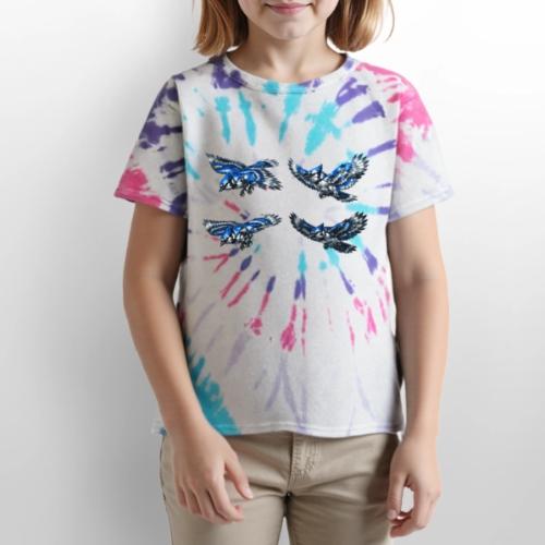 Silver Blue Jay Flight Stages - Kid's Tie Dye T-Shirt