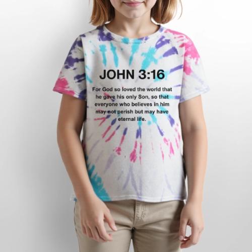 John 3:16 Christian Apparel – Bible Verse Clothing - Kid's Tie Dye T-Shirt