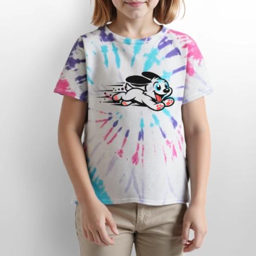 Speedy Pup Sprint on the Run - Kid's Tie Dye T-Shirt