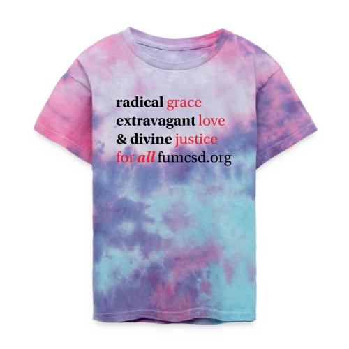 Grace. Love. Justice. serif font - Kid's Tie Dye T-Shirt