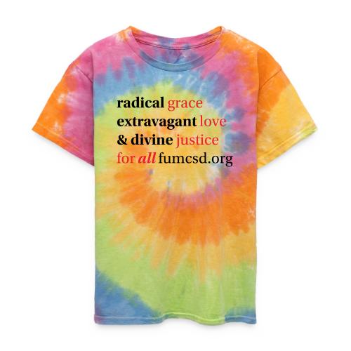 Grace. Love. Justice. serif font - Kid's Tie Dye T-Shirt