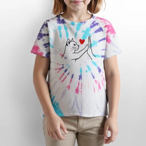 Cat Lover High-Five T-Shirt - Kid's Tie Dye T-Shirt