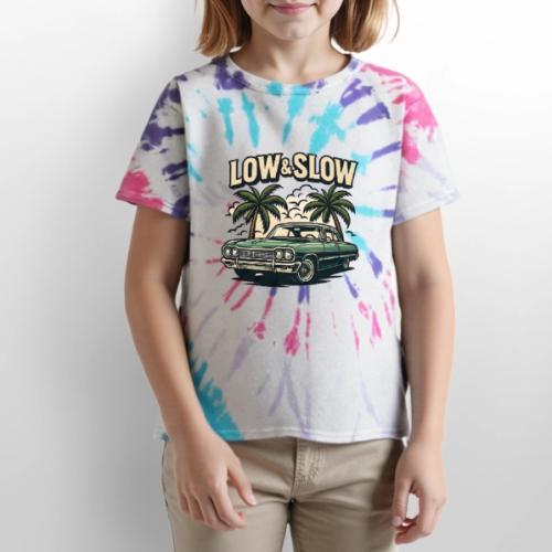 Classic Lowrider Car | Low & Slow Retro T-Shirt - Kid's Tie Dye T-Shirt