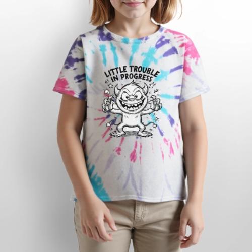 Playful Mischief Demon Illustration - Kid's Tie Dye T-Shirt