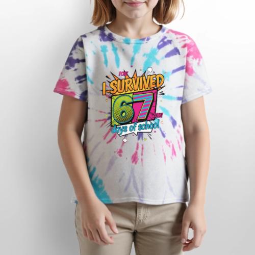 I Survived 67 Days of School T-Shirt – Funny Teach - Kid's Tie Dye T-Shirt