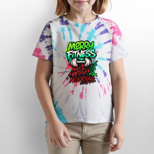 Merry Fitness Christmas Gym Humor - Kid's Tie Dye T-Shirt