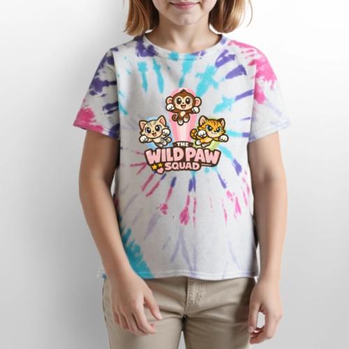 Wild Paw Squad Cute Animal Friends - Kid's Tie Dye T-Shirt