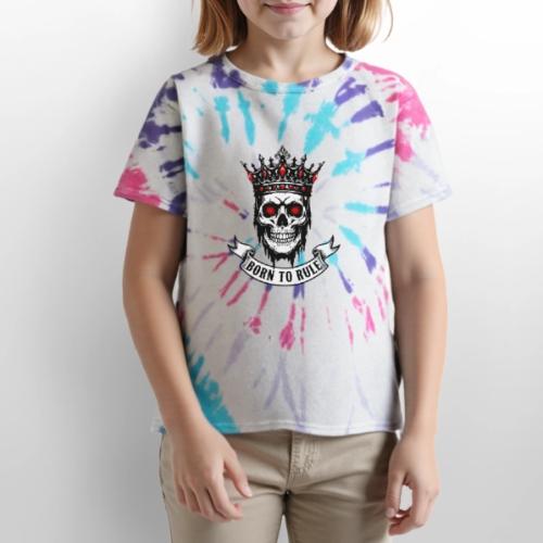 Born to Rule Skull King - Kid's Tie Dye T-Shirt