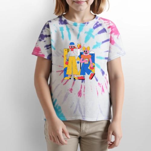 Bold Geometric Duo Pop Art - Kid's Tie Dye T-Shirt