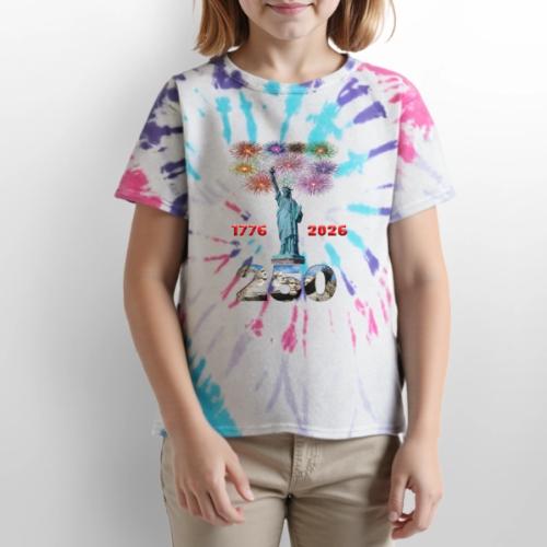 1776 - 2026 | 250 Years USA | Fireworks - Kid's Tie Dye T-Shirt