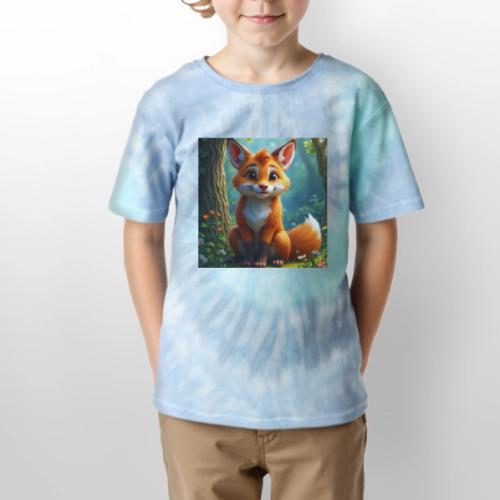 Magical fantasy fox in enchanted forest scene - Kid's Tie Dye T-Shirt