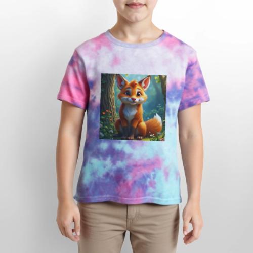 Magical fantasy fox in enchanted forest scene - Kid's Tie Dye T-Shirt