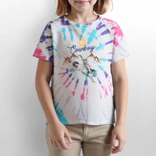 Wild West Cowboy Ride - Kid's Tie Dye T-Shirt