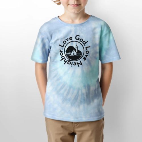 BW Love God Love Neighbor Emblem - Kid's Tie Dye T-Shirt