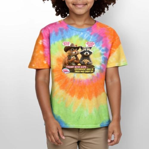 Freedom Squirrel and Raccoon - Kid's Tie Dye T-Shirt
