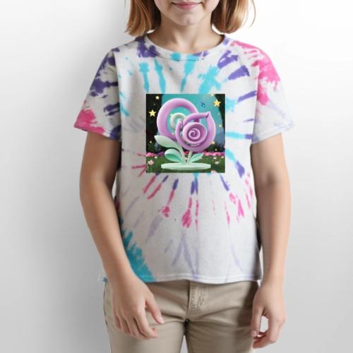 Lila Bloom | Double Floral Eco-Inspired Art - Kid's Tie Dye T-Shirt