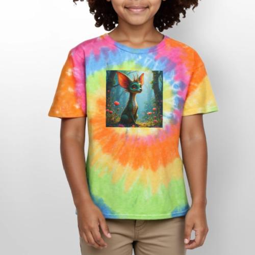 Fantasy Forest Character with Magical Vibe - Kid's Tie Dye T-Shirt